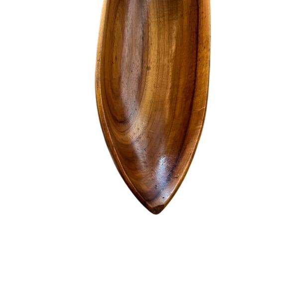 Vintage Blairwood Hawaiian Koa Wood Canoe Bowl MCM Fruit Holder 18" - Picture 3 of 6